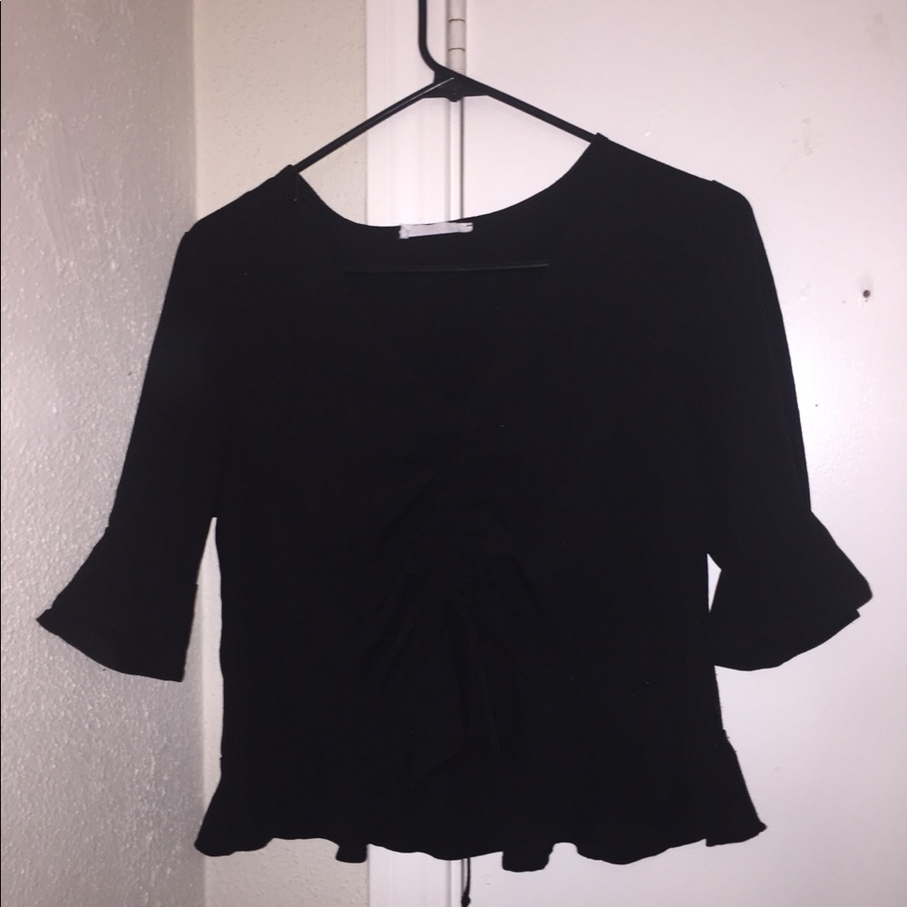 Black Scrunched Crop Top - Elodie